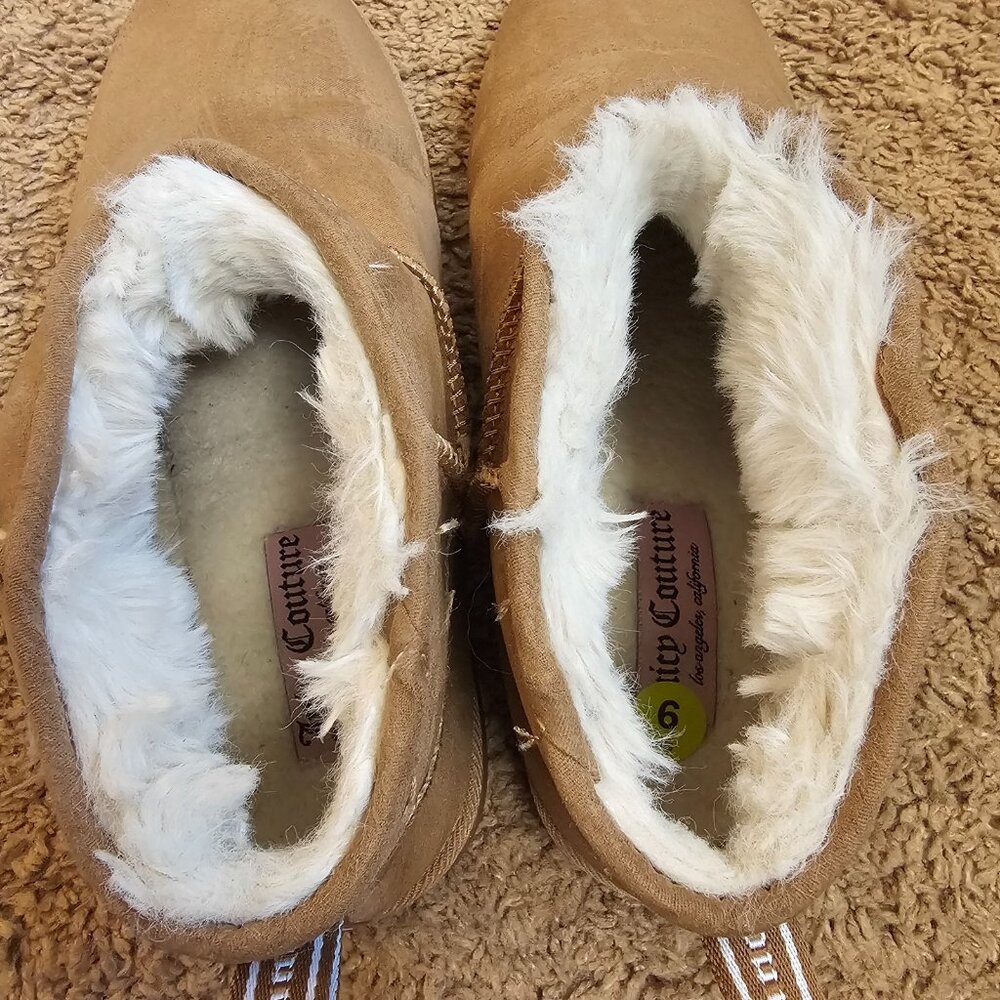 Juicy Couture Kerri Booties Womens 9 Tan Faux Suede Shearling Lined Ankle Boots - Picture 4 of 12